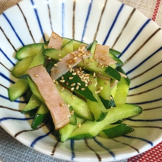 胡瓜とハムのラー油炒め